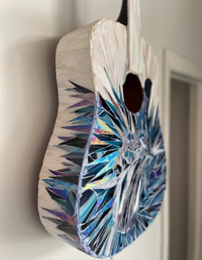 Side view of Rolling Stones guitar art